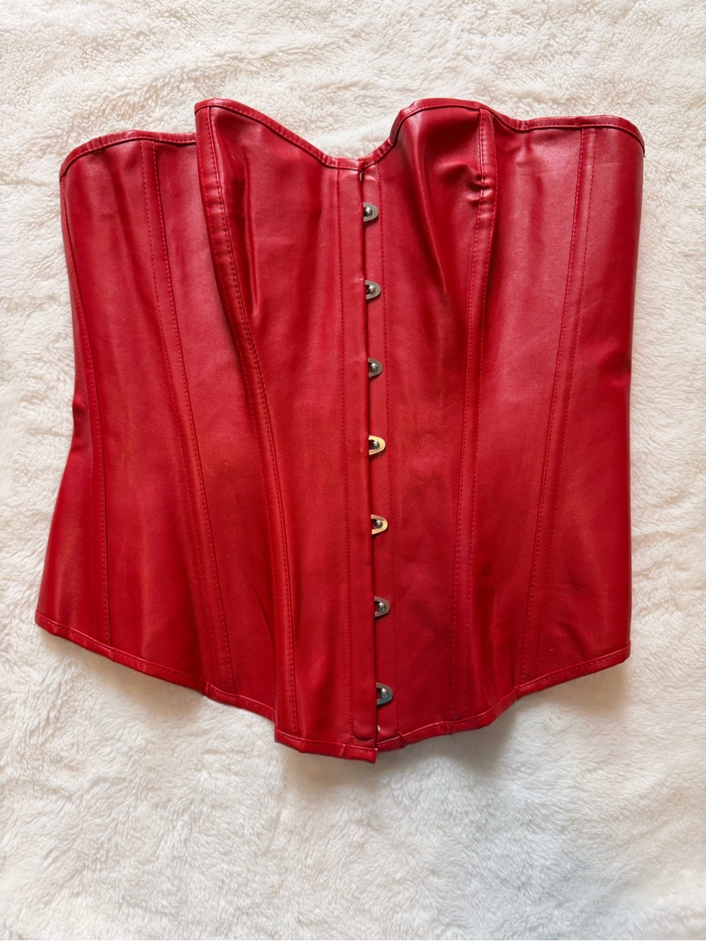 Red Leather Corset Top - Women